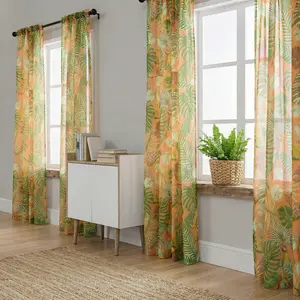 Sheer Woven Teflon Chiffon Polyester Curtains, 4 Panels (52x84 in) - Rod-Piercing, Lightweight Soft, Multiple Prints, Transparent, Easy to Install, L1002, for Living Room Bedroom
