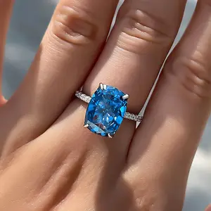 1 Pc Women Engagement Rings Delicate 4 Claw Setting Synthetic Gemstone Solitaire Rings for Women Engagement Wedding Banquet Bridal Fashion Rings Jewelry