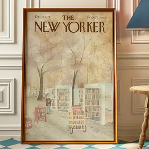 [Sale off up to 50%] [No frame, Free Ship] The New Yorker Magazine Cover Print October 18 1976 Issue | Trendy Retro Fall Wall Art Poster for Vintage Library or Bookshelf Wall Decor (No Frame)