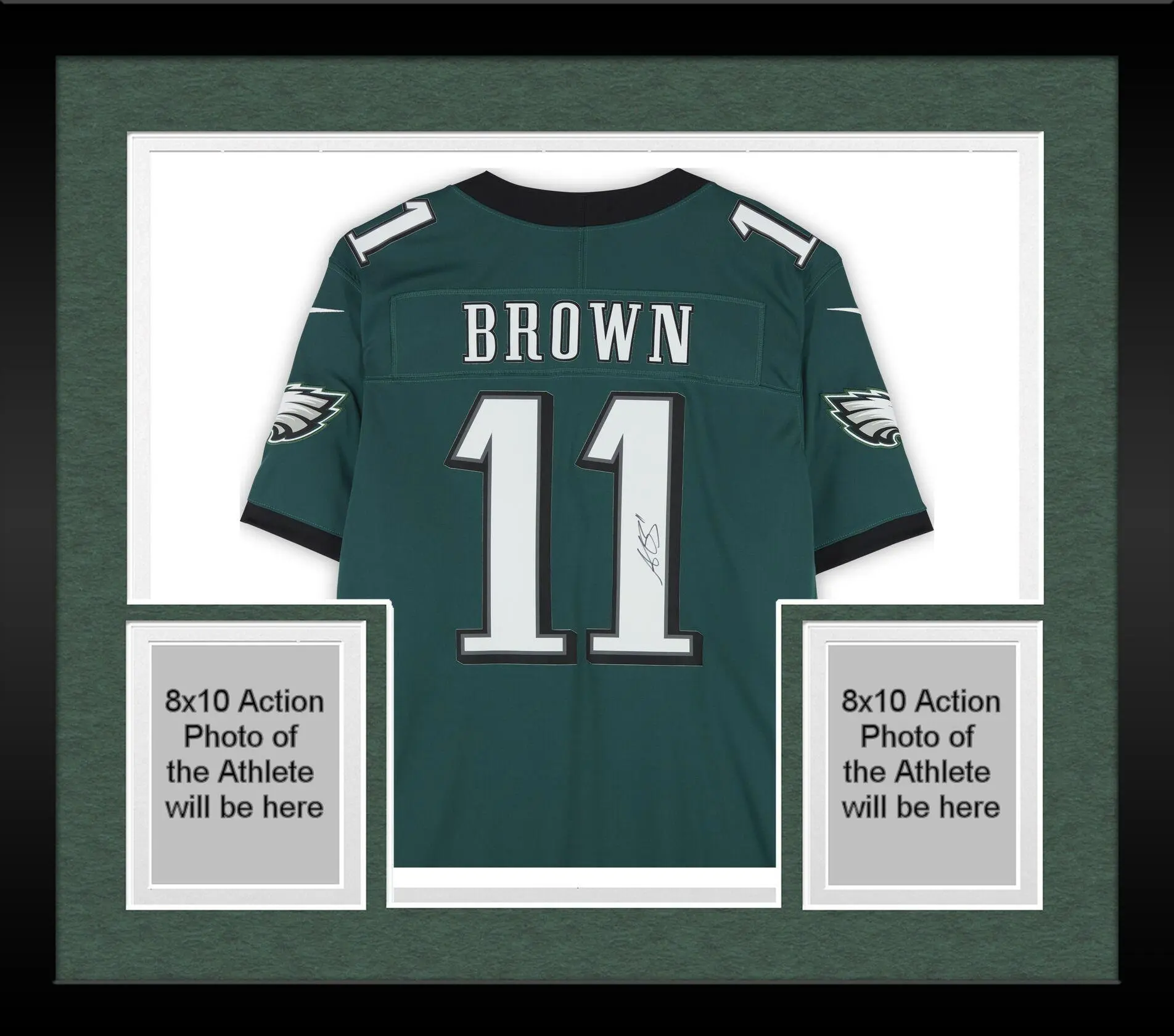 Framed A.J. Brown Philadelphia Eagles Autographed Nike Midnight Green Vapor Fuse Limited Jersey - Fanatics Authentic Certified