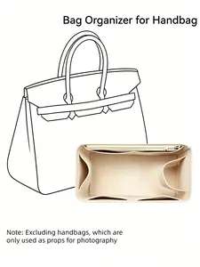 New Bag Organizer Insert fits Birkin 25-35 Bag, Felt Handbag Organizer with Zipper, Purse Organizer Insert for Luxury Bags, Storage Divider for Bags, Women's Handbags Shaper, Felt Bag Organizer Insert for Tote Bag & Handbag, Versatile Travel Accessory