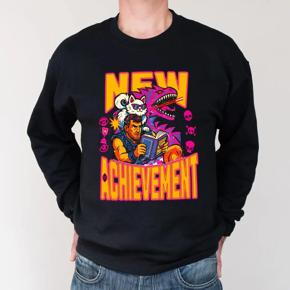 New Achievement Hoodie, Dungeon Crawler Carl Xmas Gift, Princess Donut Cat, Gamer Book Style, Fantasy Novel Tee, Unisex Sweater Pullover Tee