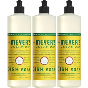 MRS. MEYER'S CLEAN DAY Liquid Dish Soap, Biodegradable Formula, Honeysuckle, 16 Fl. Oz - Pack of 3 SC Johnson