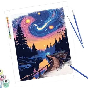 Starry Sky Painting by Numbers Arts Kit for Adults, DIY Paint by Numbers Set with Tools, Perfect Gift Idea for Creative Artists & Beginners