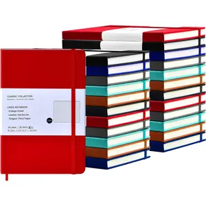 24 Pack A5 Journal Notebooks Bulk, 160 Pages, 100GSM Thick Paper, 8.3 x 5.5 inch Hardcover Lined Leather Journals for Writing Office School Business,Bulk Notebook for Work Men Women(6 Colors)