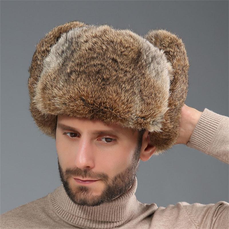 Faux Fur Trooper Hat Winter Trapper Hat Windproof Warm Hats with Earflaps Headwear for Men Cold Weather Skiing