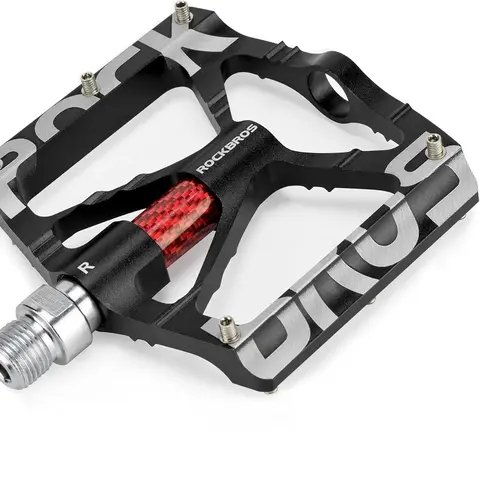 ROCkBROS CNC Aluminum Alloy Foot Pedals - CNC Aluminum Alloy Structure, Carved Surface, 5 Anti-Slip Screws per Side, Lightweight Sealed Bearings, 9/16"-Spindles, 98x90mm, Easy Installation for MTB, BMX Bikes