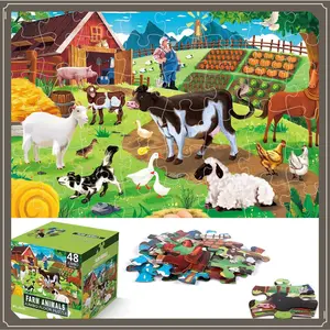 Jumbo Floor Puzzle for Kids,Farm Animals Jigsaw Large Puzzles,48 Piece Barn Puzzle for Toddler Ages 3-5,Children Learning Preschool Educational Toys,Birthday Easter Gift for 4-8 Years Old Boy and Girl(Costume Sets(Gag Toys & Practical Jokes)