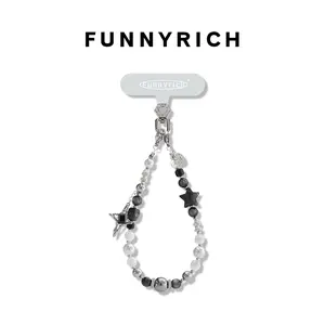 FUNNYRICH Handmade Phone Strap Charm 2WAY: Berlin Midsummer Night Sparkle Lanyard for All Cases & Twilight City Lights Both Ears Phone Chain for Star Case - Glow in Dark Beaded Cell Phone Wrist Strap Trendy Gifts