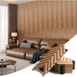 Wall Panels for Wall Herringbone, 8 count 23.6" x 11.8" (15.46ft2) Acoustic Wall Panels,  Wall Accents for Interior Wall Decor, Living Room, Office, Chestnut Walnut Sound Proof Wall Panels