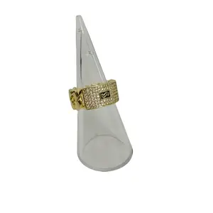 Thick Monaco Chain-Style Costume Ring with Front Cubic Zirconia Accents