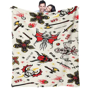 Stranger Things Pattern Blanket,Soft Comfortable Throw,Home Decor Holiday Gift,Suitable for Home Office Couch,Single-Sided Print