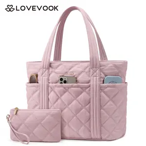 【Valentine's Day Gift】LOVEVOOK Large Capacity Puffer Tote Bag for Women,with Multiple Compartments and a Cup Holder,Stylish Quilted Travel Shoulder Bag,Lightweight and Comfortable,Suitable for Various Occasions,TikTokShopJumpstartSale