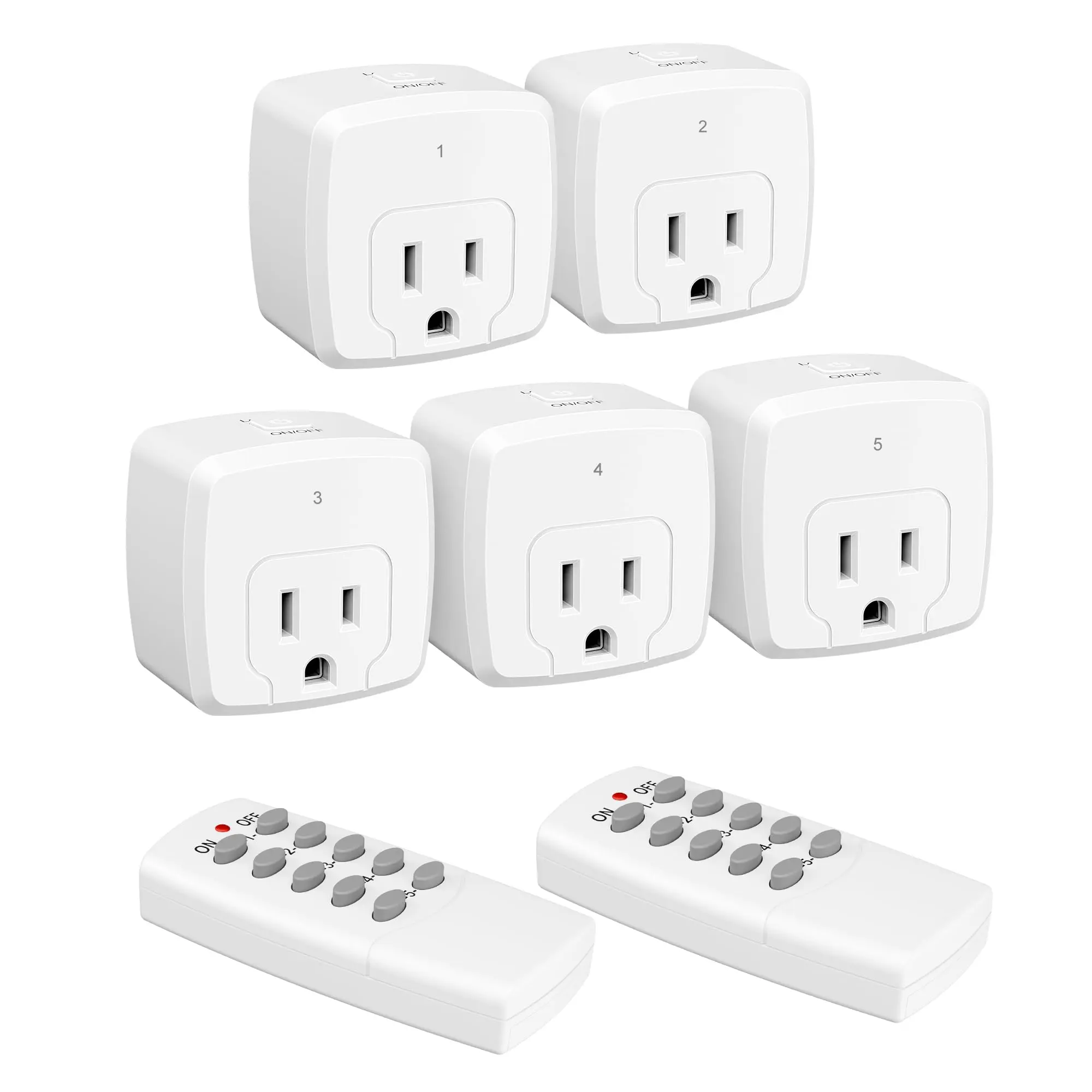 HBN Remote Control Outlet with 100FT RF Signal, Wireless On Off Switch Plug for Household Appliances, Battery Included, 15A/1875W  Wall Socket Extender