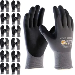 12 Pares Guantes Para Trabajo - Coco Ruta MaxiFlex Foam Work For Men - Enhanced Grip Maxi Flex Nitrile Gloves Coated