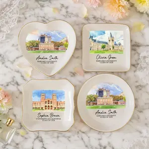 Custom Ring Dish with College Photo and Name, Class of 2026 Graduation Gift, Ceramic Decor,  Personalized University Keepsake, Jewelry Tray,