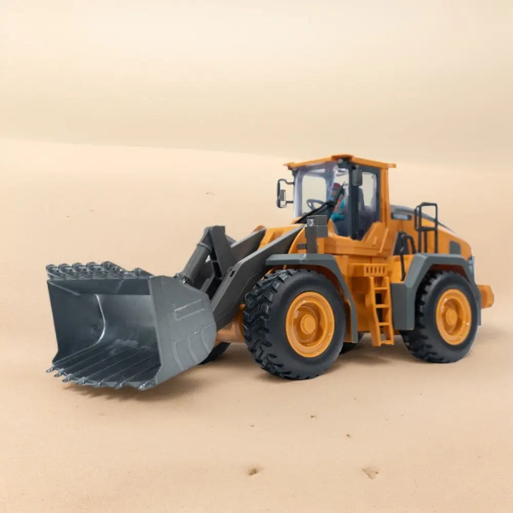 Kids' 2.4GHz Metal RC Loader Toy Truck - Bulldozer with Alloy Parts, Hydraulic Bucket Simulation, Sound Function, Front Reversing, Includes Cells, Metal RC Minie Scavenger, Learning Construction Tractor Model Collection