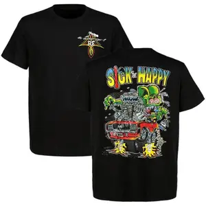 Official Rat Fink Sick But Happy T-Shirt Ed Big Daddy Roth Men's Black Tee Size S-5XL - Vintage Design - 100% Cotton Fabric Merch Gift for Him Gift For Her Vintage Y2K, merch shirt
