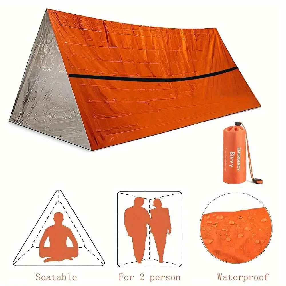 Outdoor Insulated Tent, First Aid Tent, Camping, Lightweight Canopy Shelter, Portable Canopy Shelter, Single Person Emergency Shelter, Bivy Survival Tent Kit, Mylar Tube, Waterproof, Reusable