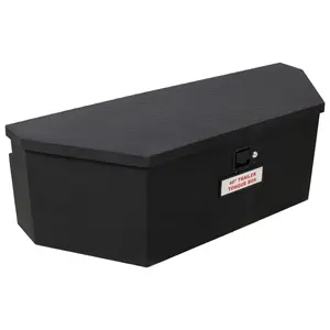 46"X18"X14.5" Tongue Truck Box Black Heavy Duty Steel Trailer Tongue Box, 6.7 CUFT Capacity, With Lock and Keys, Lock anti-theft, precise tongue installation, neatly folded tools, durable and scratch resistant