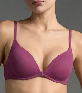 Women's Wireless Plunge Bra in Purple - Lightly Padded, Invisible Fit
