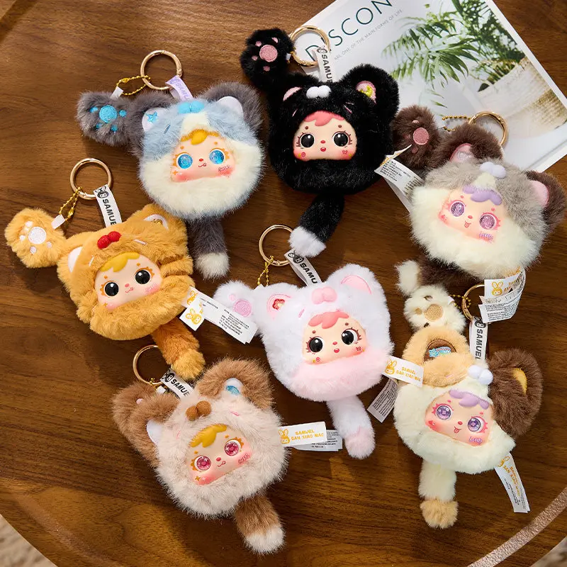 Rumi Samuel Kitten Paws Series Mystery Unboxing Collectible - Fluffy Edge Animal-Shaped Plush Stuffed Keychain Doll, Unisex Keychain Collectibles, Secret Editions Whimsical Decor Item