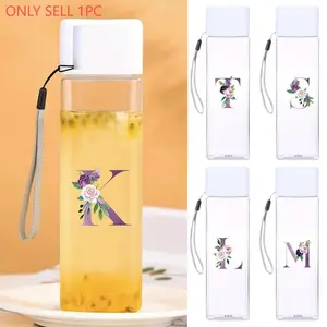 Transparent Square Milk Tea Cup, Large Capacity Sports Water Bottle, Portable Rope Design, Heat Resistant & Leak-Proof, Ideal for Travel Use