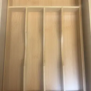 Bamboo Utensil Organizer for Kitchen Drawers with 5 Slots - Sturdy Wooden Drawer Dividers for Silverware, Cutlery & Knives Storage - Multi-Purpose Tray for Home Organization