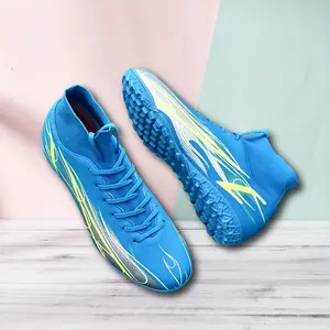 LISM Men'S Stylish Blue & Yellow Football Cleats - Lightweight Breathable Soccer Shoes with Durable Synthetic Upper, Non-Slip Traction Sole for Training & Casual Wear, Soccer Gear, Modern Sneakers, Fabric Lined Interior