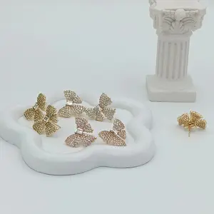 Yordy Fashionable Bow Earrings 14k Gold Plated High Quality Unisex Elegant Design White Pink Green Options 1 Inch Length 0.2 Oz Weight