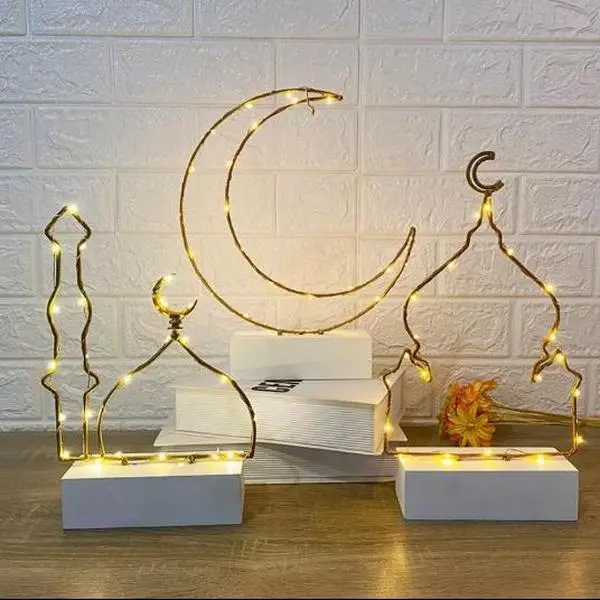 3 Piece Masjids and Crescent Light up stands Decoration