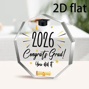 2D Flat, 1 pcs nonagon Acrylic transparent graduate gift Graduation Season Souvenirs home decor Decorative Pendan print 2026 congrats grad you did it