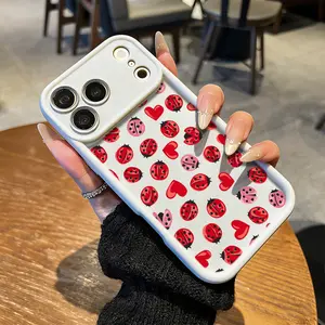 Ladybug Heart Pattern Phone Case， Cute Ladybug Style for iPhone 17 16 15 14 13 12 11 Plus Pro Max. c2