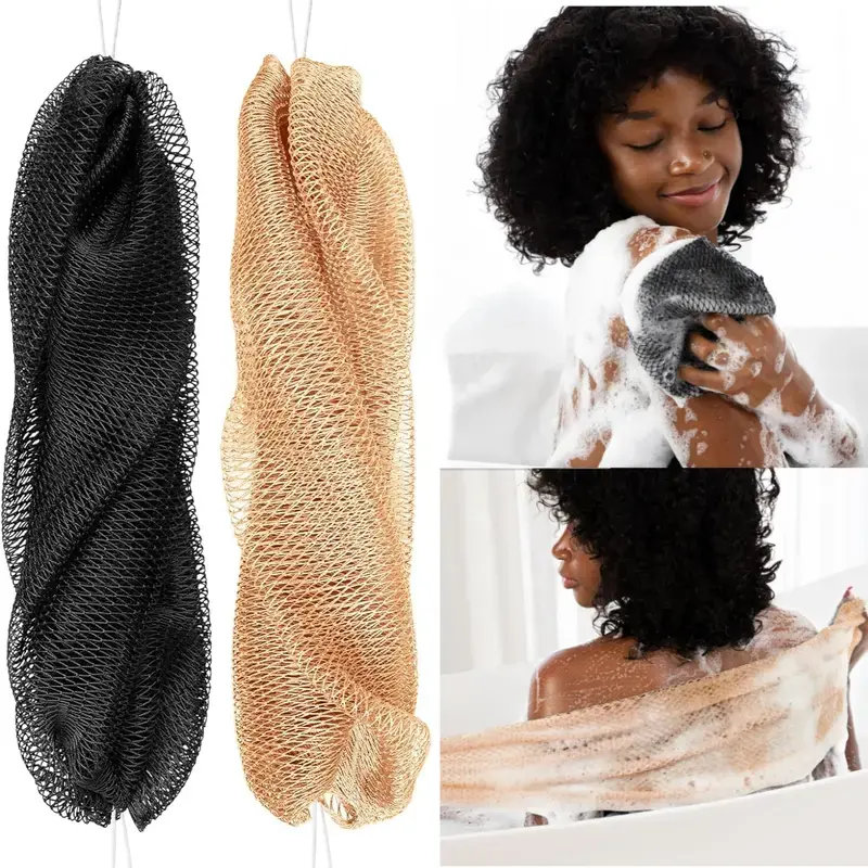 African Net Sponge Set, True Sapo Sponge with Handle, African Exfoliating Bath Cloth, Skin Care Shower Tool, Exfoliating Mesh Sponge, Body Scrubber, Exfoliating Net Sponges