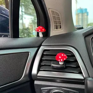 2pcs Cute Mushroom Healing Decoration Series Car Decorations, New Car Interior Car Center Console Ornaments, Car Trinkets