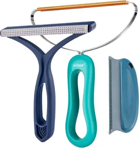 Pet Hair Remover 3-Pack: Lint Remover Shaver, Carpet Scraper, Hairball Brush for Carpets, Clothes, Furniture