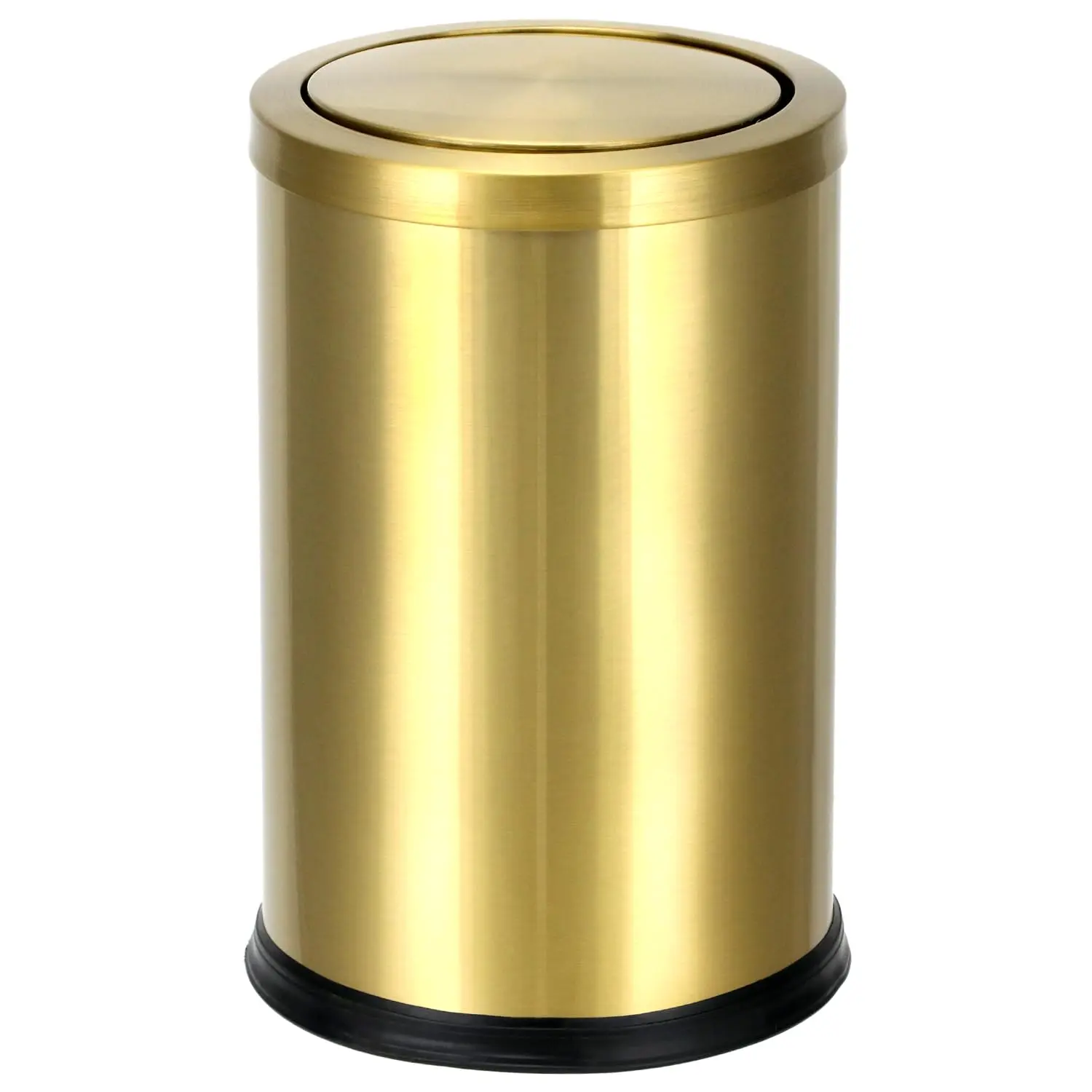Antique Gold Stainless Steel Trash Can - 2.4 Gal, Waterproof, Rustproof, with Swing Lid