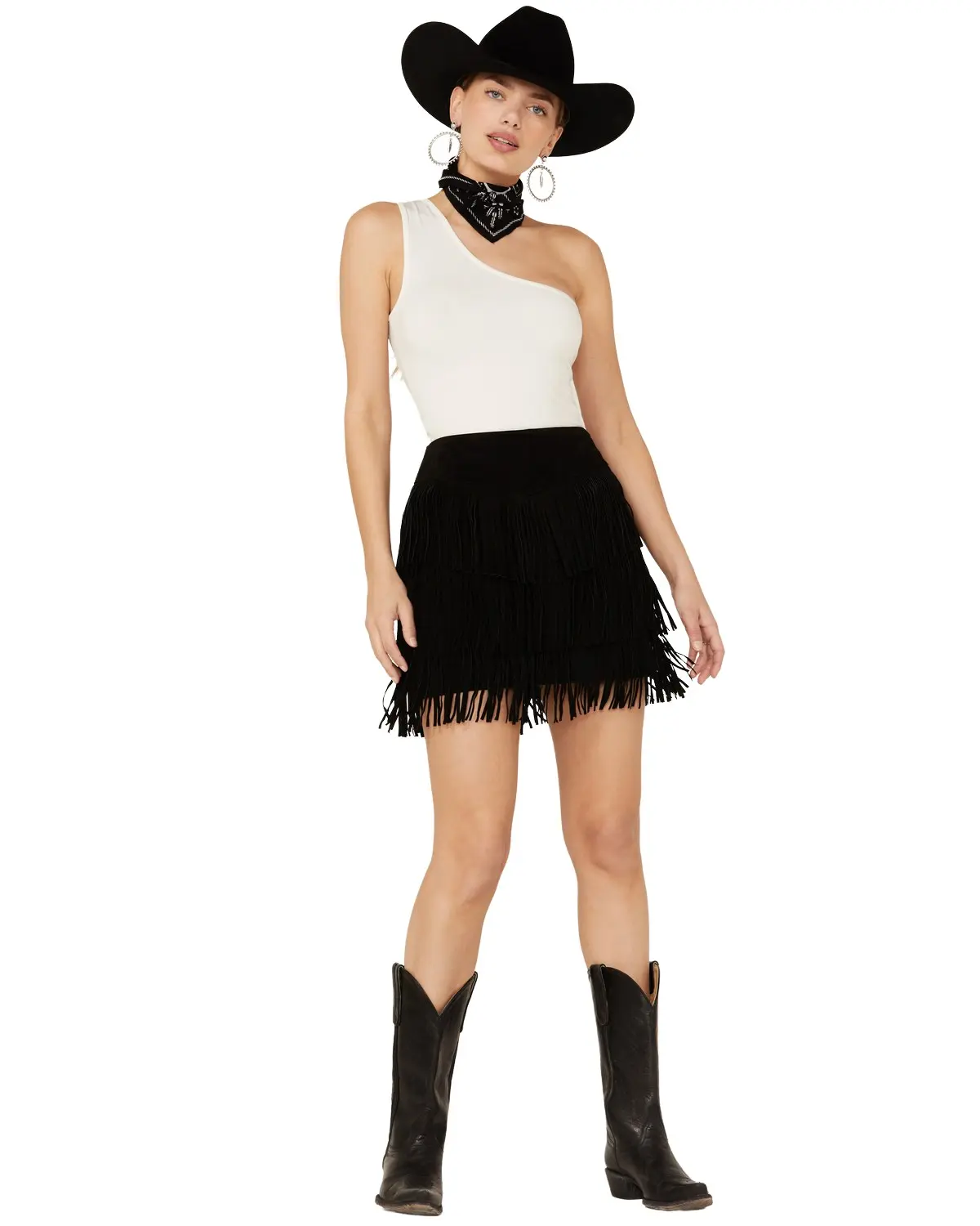Scully Women's Women'S Fringe Tiered Suede Mini Skirt - L704-Black