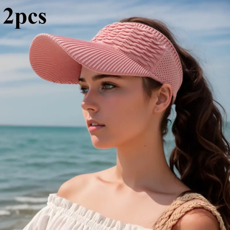 Women's 2-Pack Polyester Sport-Themed Sports & Outdoor Hats - Fitted Size, Fitted Zipper Design, All-Season, Running Shade for Outdoor Activities, Casual Sun Hat, Solar Shading Hat