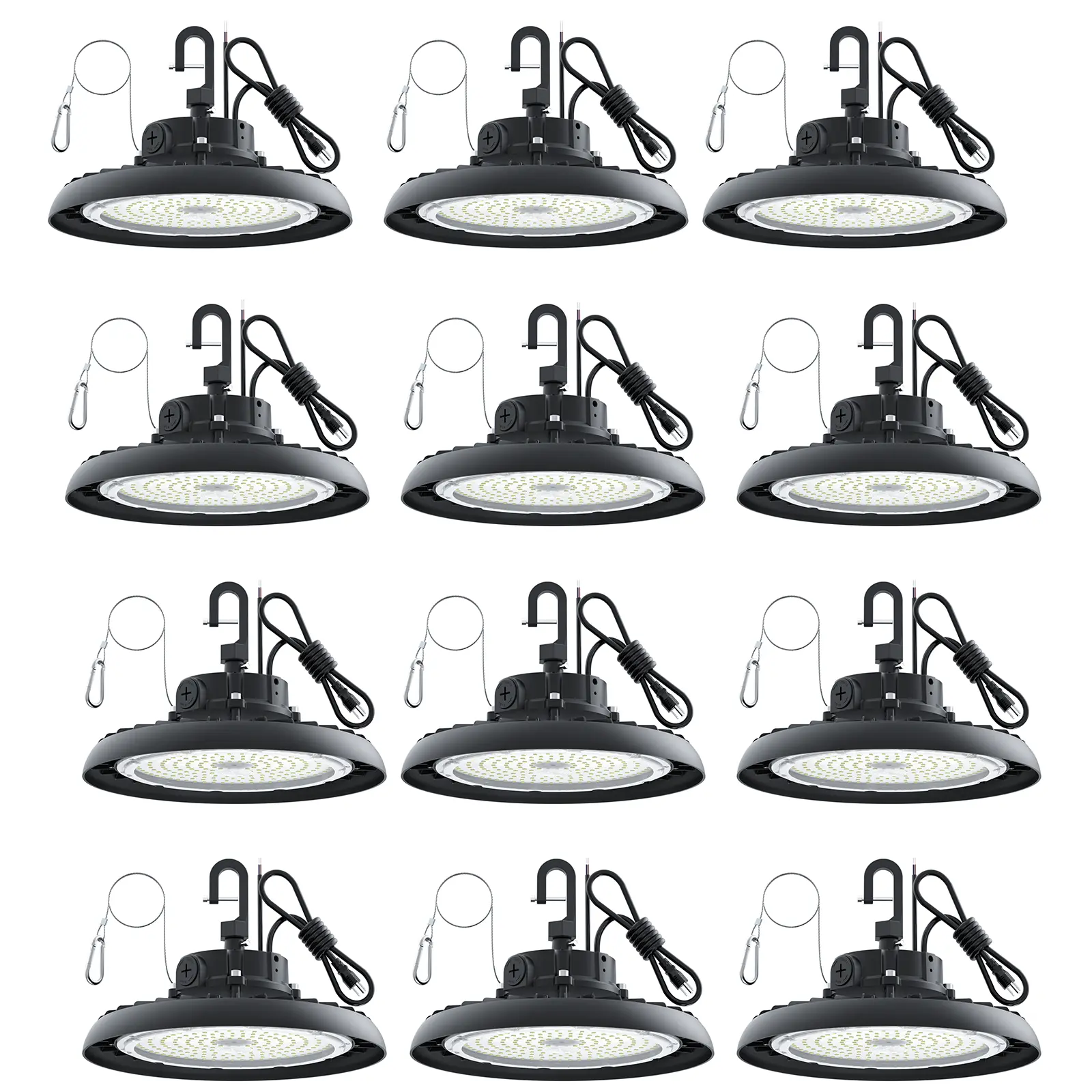 AlKVSXER UFO High Bay Lights 43200lm LED Shop Lights 6000K Daylight,0-10V Dimmable,IP65 Waterproof RatingCommercial Bay Lighting for Warehouse Garage Factory Barn US Plug-12Pack