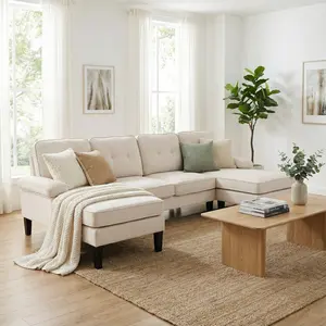 Modular Sectional Couches for Living Room,103'' U-Shaped Couch with Double Chaise, 4-Seat Sofa Set with Chenille Fabric for Home Furniture,Apartment