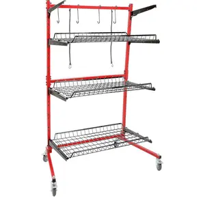 Universal Auto Body Rolling Parts Storage Rack for Repair Shops Garages Heavy Duty Steel Powder Coated Car Part Cart