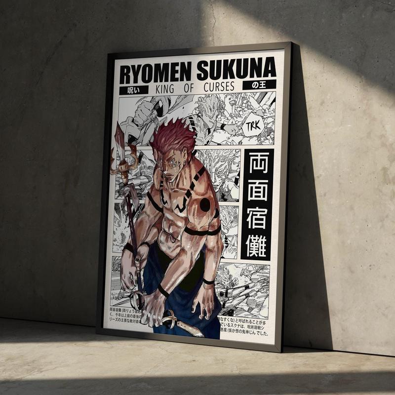 Jujutsu Kaisen Anime Manga Poster Art Print, JJK Ryomen Sukuna Vintage Japanese Wall Decor Artwork