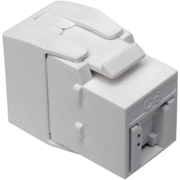 Tripp Lite N238-001-GY-TF TAA-Compliant White RJ45 Keystone Jack - Cat6a/Cat6/Cat5e Compatible, Toolless Punch Design, PoE Cameras Support, RoHS Certified