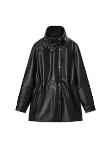 2025 autumn new double-breasted wholesale stand-up collar fashion leather jacket Casual Jacket