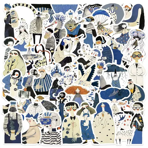 Strange Hand Painted Series Sticker, 50pcs/set Creative Decorative Sticker Sheets, DIY Decals for Water Bottle, Laptop, Cellphone, Smartphone, Phone Case, Scrapbooking, Journal Making, Screen Protector, Funny Stickers