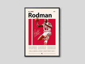 Dennis Rodman 91 Basketball Poster, Sports Poster, Basketball Poster, Sports Bedroom Posters, Poster Decor Room