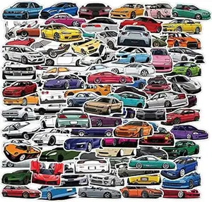 100 Packs JDM Sport Car Racing Stickers Water Bottles Laptop Phone Motorcycle Computer Guitar Skateboard Hydroflasks Vinyl Sticker Waterproof Aesthetic Trendy Decals