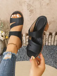 Boho Style Women's Wedge Mules, Non-Slip Polyurethane Sole, Perfect for Daily Wear & Vacations, Trendy Footwear for Comfortable Stepping