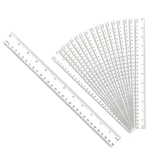 30PCS 12 Inch Clear Plastic Rulers with Inches and Metric for School Classroom Home or Office